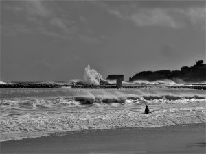 Big swell hitting Lagos harbour wall