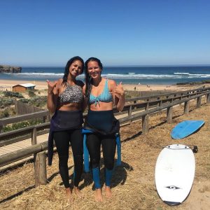 canadian surfergirls stoked after their private session at amoreira