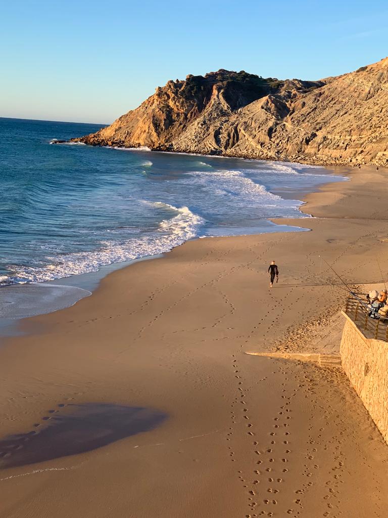 Burgau surfing beach with surfguide algarve