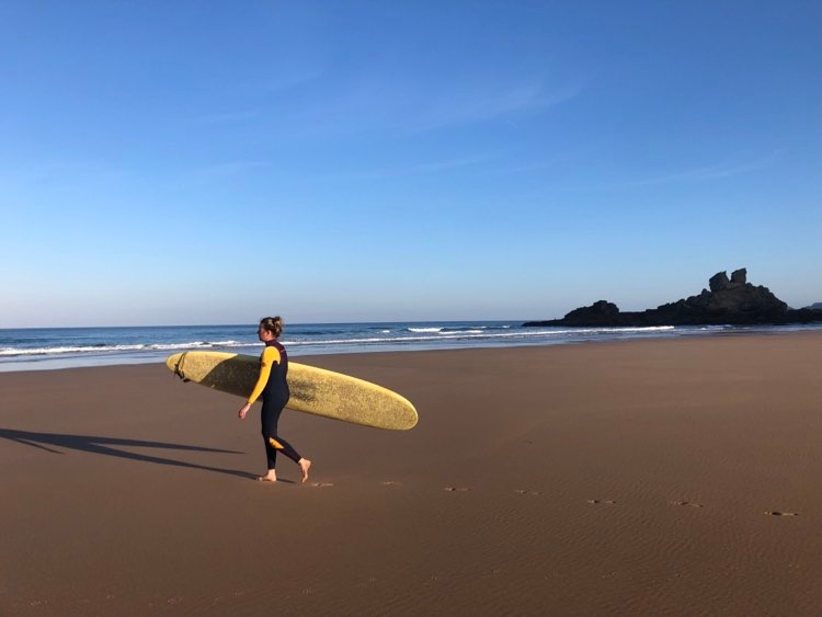 Castelejo longboard surf empty with Surfguide Algarve