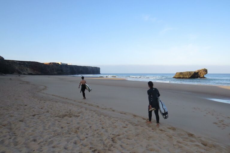 first one out surf guide algarve on Tonel Beach in sagres