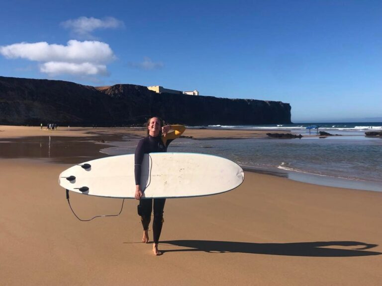 bad waves good vibes surfing tonel with miss surf guide algarve