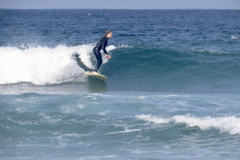 longboard waves with surf guide algarve at Tonel in Sagres
