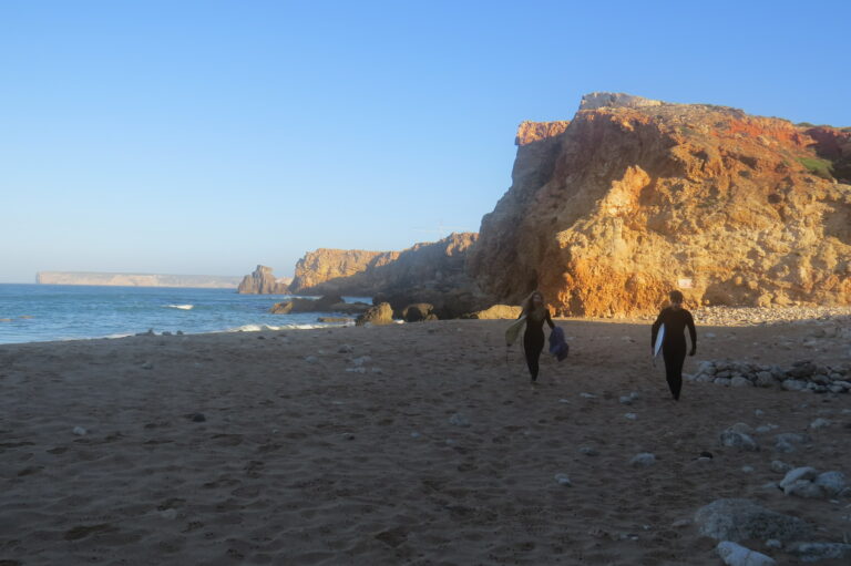 surfing tonel empty beach surf guide algarve