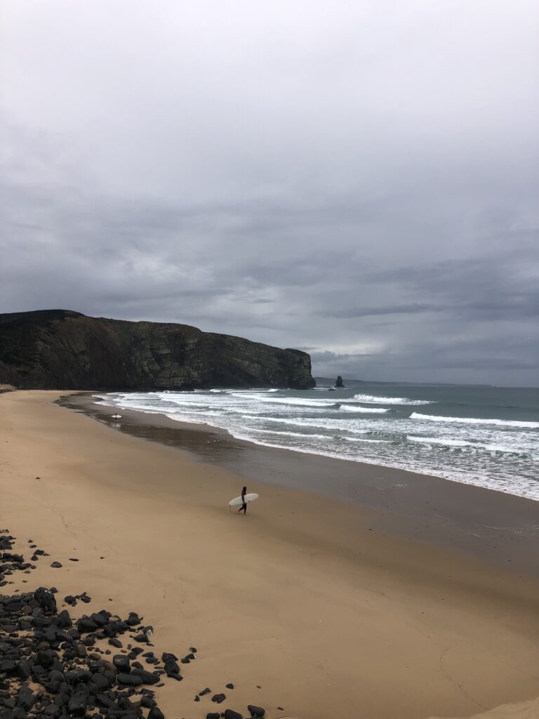 Only one out surfing Arrifana with surf guide algarve