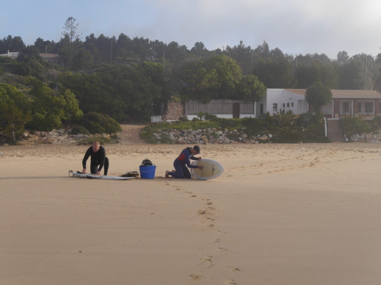 ingrina waxing down the boards surf guide algarve