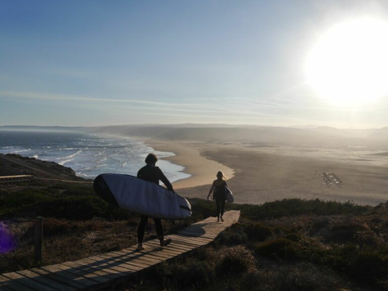 boardwalk bordeira golden hour surf guide algarve