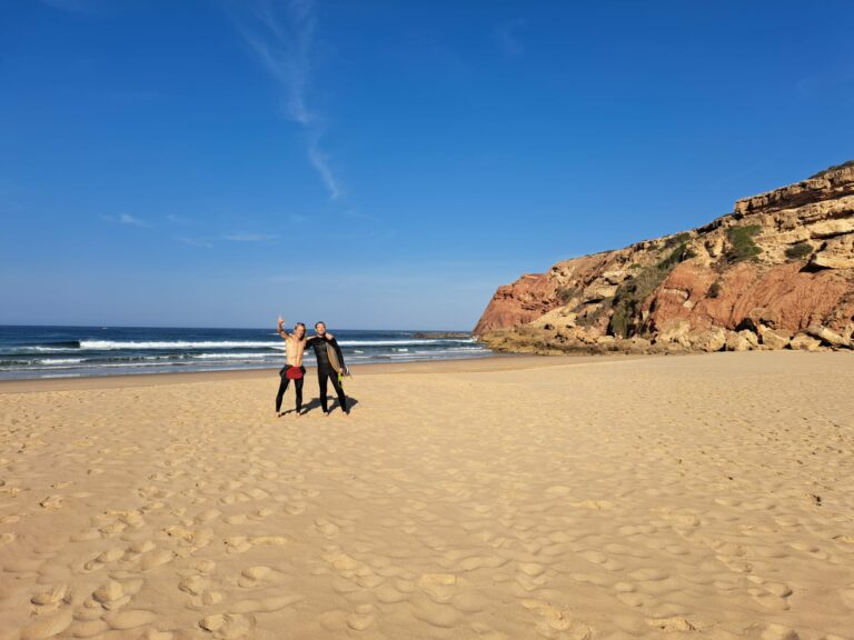 6 years like nothing has changed, surf guide returning guest stoked at the beach