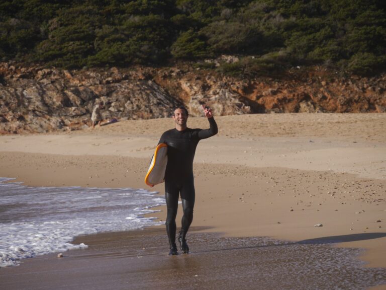 surf guide algarve guest stoked after surf barranco