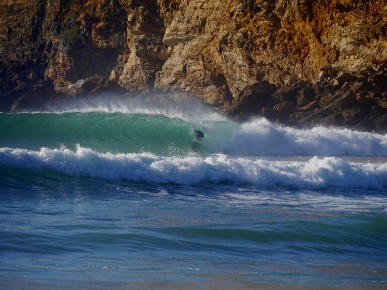 surf guide algarve in the barrel epic shot