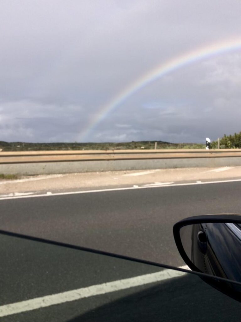 rainbow on the road from surf guide algarve