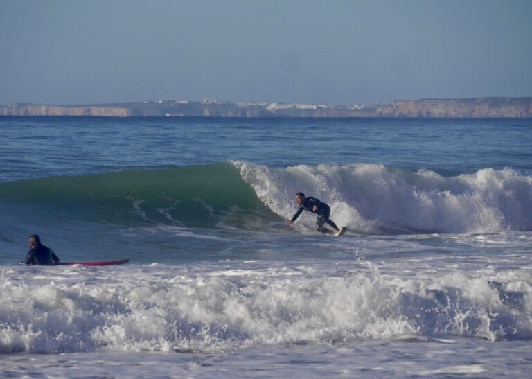 surfing cabanas velhas with surf guide algarve bottom turn