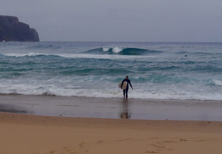 never walk away from good surf, sur fguide algarve surfer girl