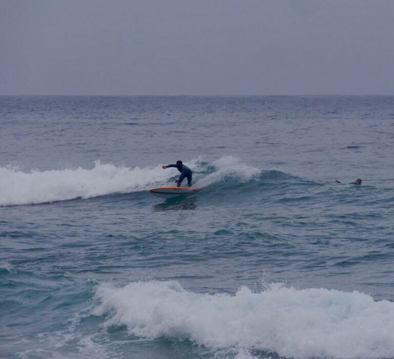 new surfboard on rail west coast fun surf with surf guide algarve