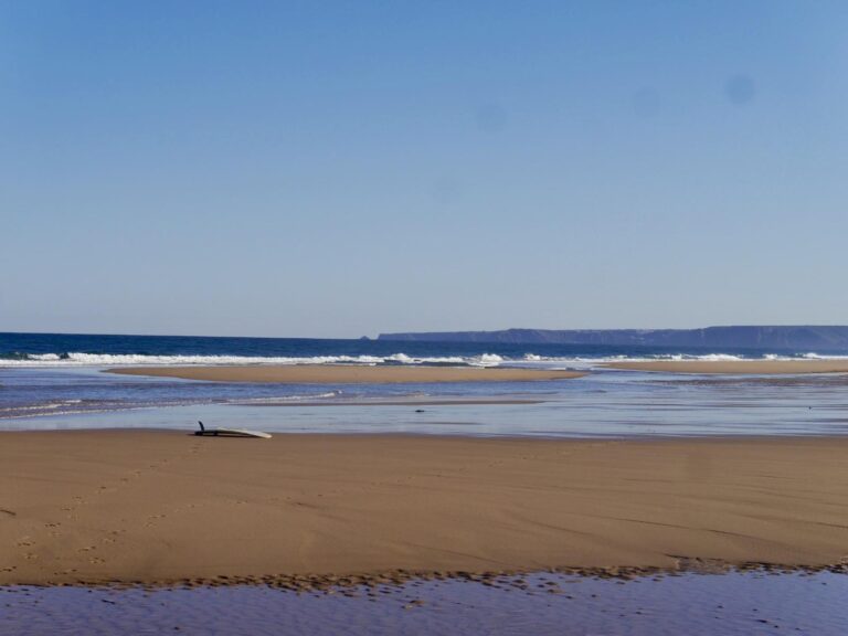 single fin on the beach of bordeira surf guide algarve summer mode