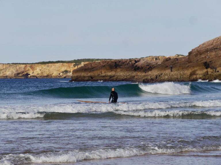 small wave perfection at zavial surf guide algarve and friends