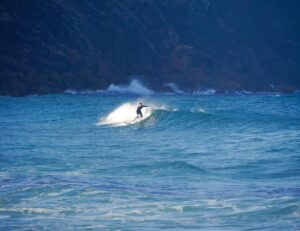 perfect small waves single fin surfing with surf guide algarve